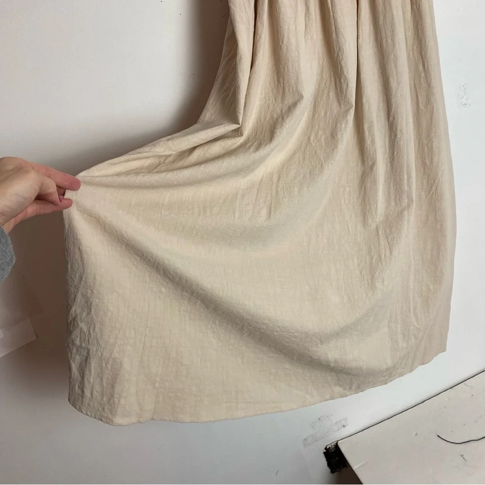 Commense Tie Shoulder Dress Women Size Small Beige Linen Midi Sleeveless Neutral - Picture 6 of 14
